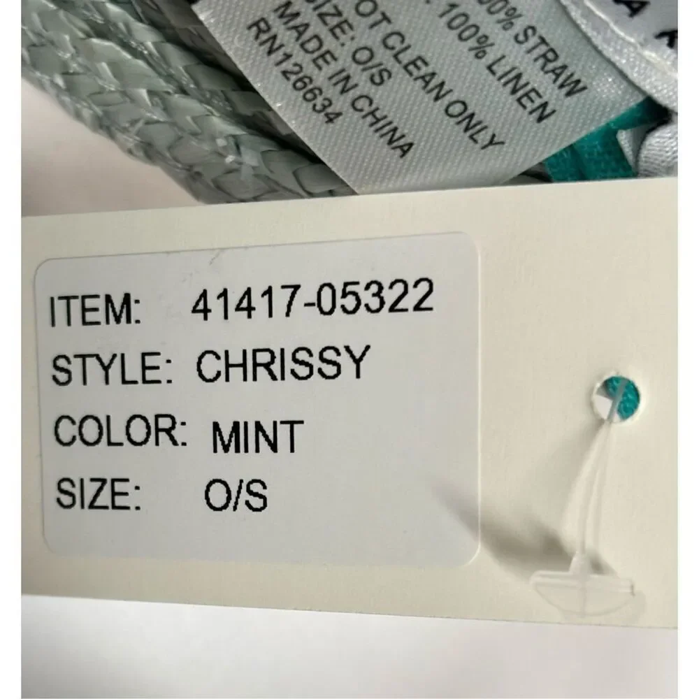 Eugenia Kim Chrissy Straw & Linen Visor in Mint NWT One Size